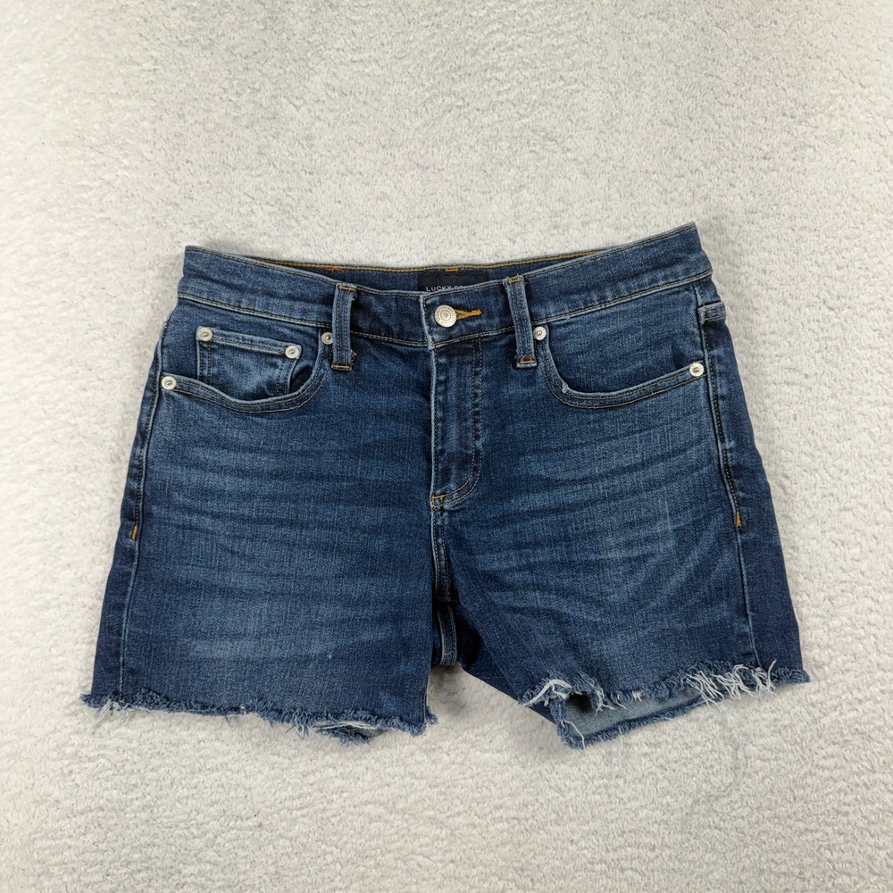 Lucky Brand Easy Rider Women's Blue Denim Cut Off Shorts Mid Rise 6/28 (30x5)